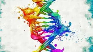 Kolorowa, akwarelowa podwójna helisa DNA, symbolizująca złożoność życia i potencjalne objawy u dorosłych.